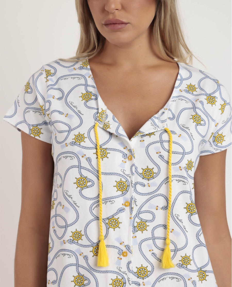 ADMAS Camisola Abierta Manga Caída Sailor Admas para Mujer AZUL ADMAS Camisola Abierta Manga Caída Sailor Admas para Mujer AZUL