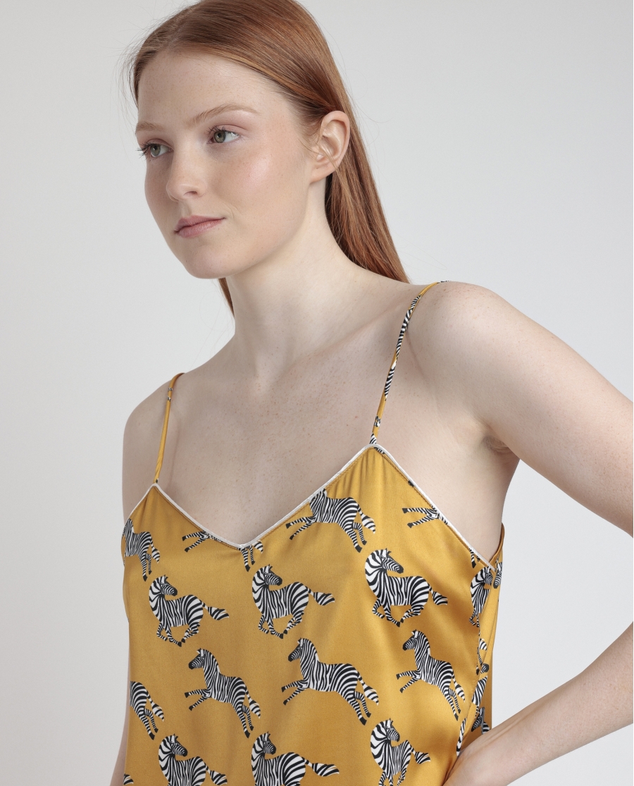 ADMAS LUXURY Camisola Tirantes Zebra Gold para Mujer OCRE ADMAS LUXURY Camisola Tirantes Zebra Gold para Mujer OCRE