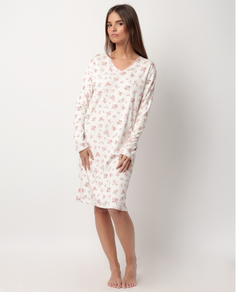 ADMAS CLASSIC Camisola Manga Larga Dots & Flowers para Mujer CORAL