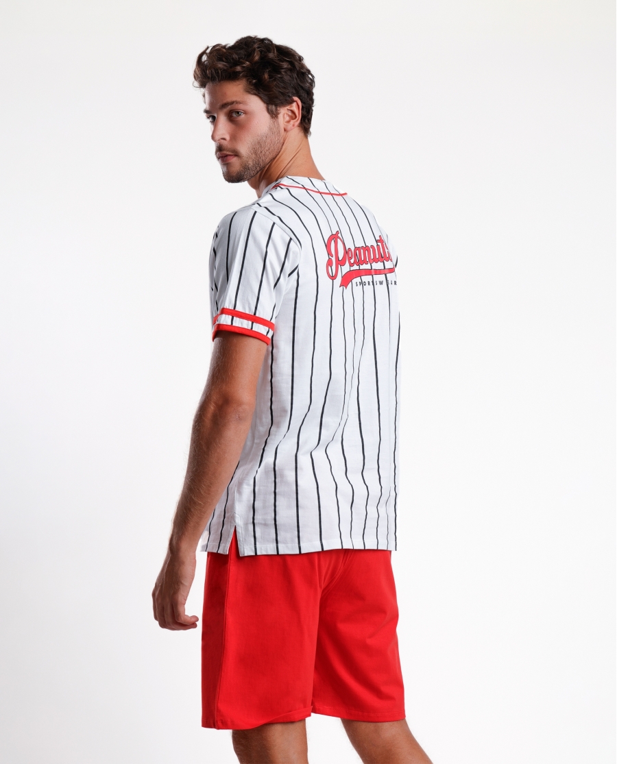 PEANUTS Pijama Abierto Manga Corta Snoopy Strike para Hombre BLANCO PEANUTS Pijama Abierto Manga Corta Snoopy Strike para Hombre BLANCO