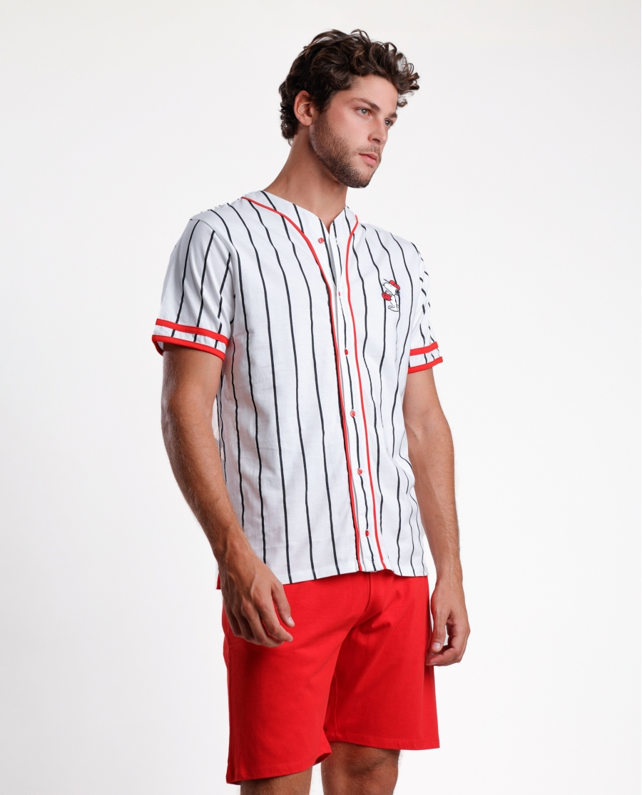 PEANUTS Pijama Abierto Manga Corta Snoopy Strike para Hombre BLANCO PEANUTS Pijama Abierto Manga Corta Snoopy Strike para Hombre BLANCO
