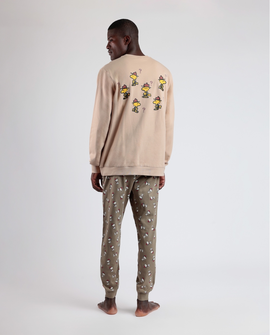 PEANUTS Pijama Manga Larga Felpa Beagle Scouts para Hombre BEIGE PEANUTS Pijama Manga Larga Felpa Beagle Scouts para Hombre BEIGE