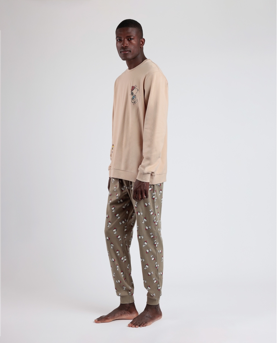 PEANUTS Pijama Manga Larga Felpa Beagle Scouts para Hombre BEIGE PEANUTS Pijama Manga Larga Felpa Beagle Scouts para Hombre BEIGE