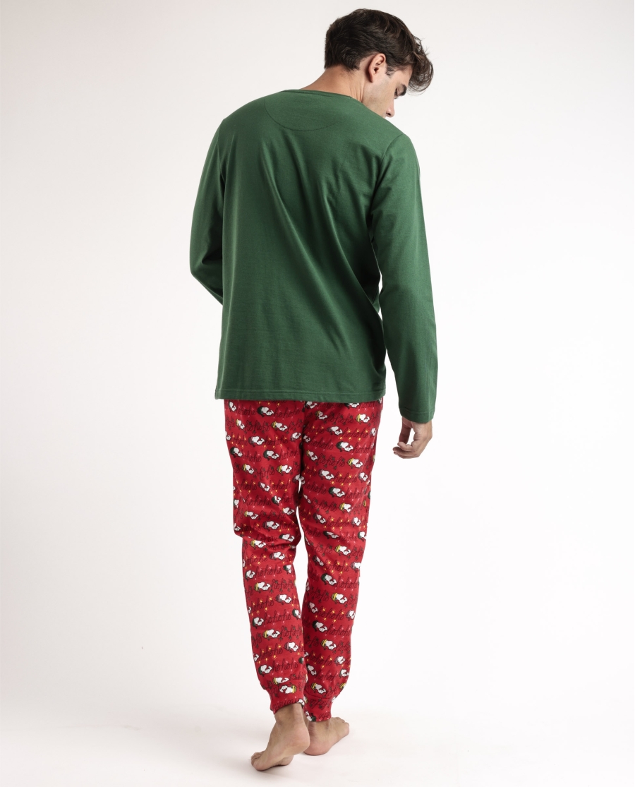 PEANUTS Pijama Manga Larga Ho Ho Ho para Hombre VERDE PEANUTS Pijama Manga Larga Ho Ho Ho para Hombre VERDE