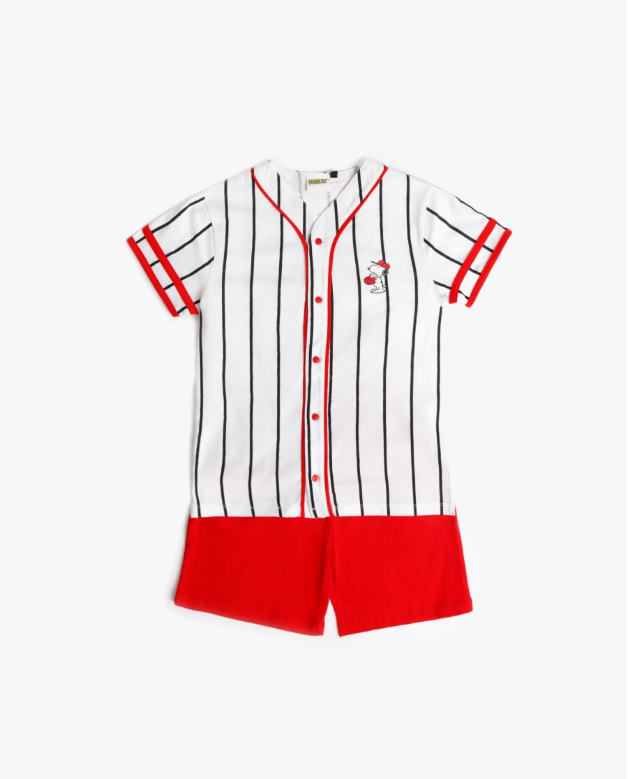 PEANUTS Pijama Abierto Manga Corta Snoopy Strike para Niño BLANCO PEANUTS Pijama Abierto Manga Corta Snoopy Strike para Niño BLANCO