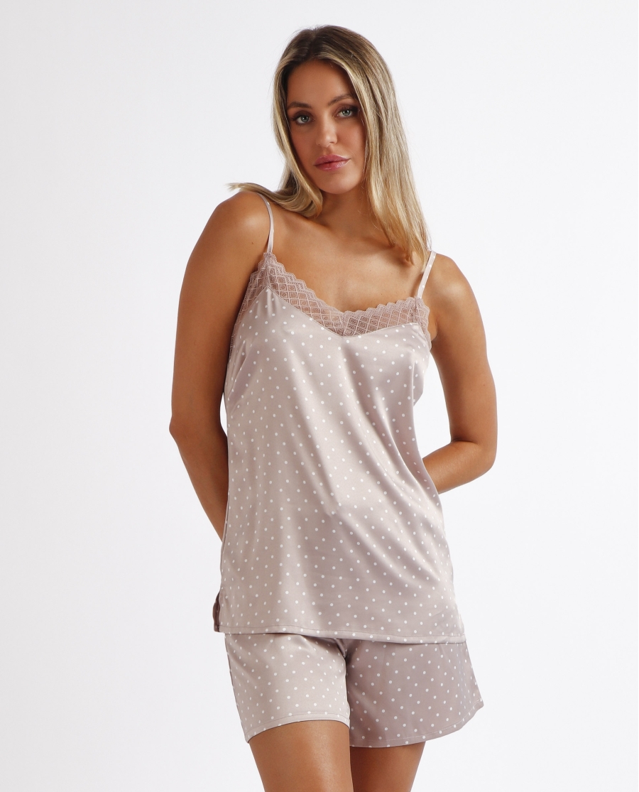 ADMAS CLASSIC Pijama Novia Tirantes Dots Lace para Mujer PIEDRA ADMAS CLASSIC Pijama Novia Tirantes Dots Lace para Mujer PIEDRA