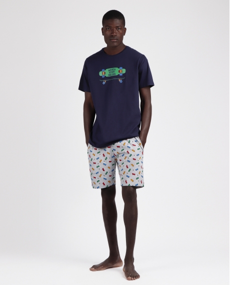 DIVER Pijama Manga Corta Never Stop Rolling para Hombre MARINO