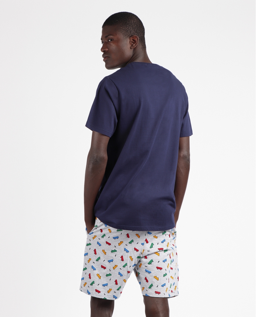 DIVER Pijama Manga Corta Never Stop Rolling para Hombre MARINO