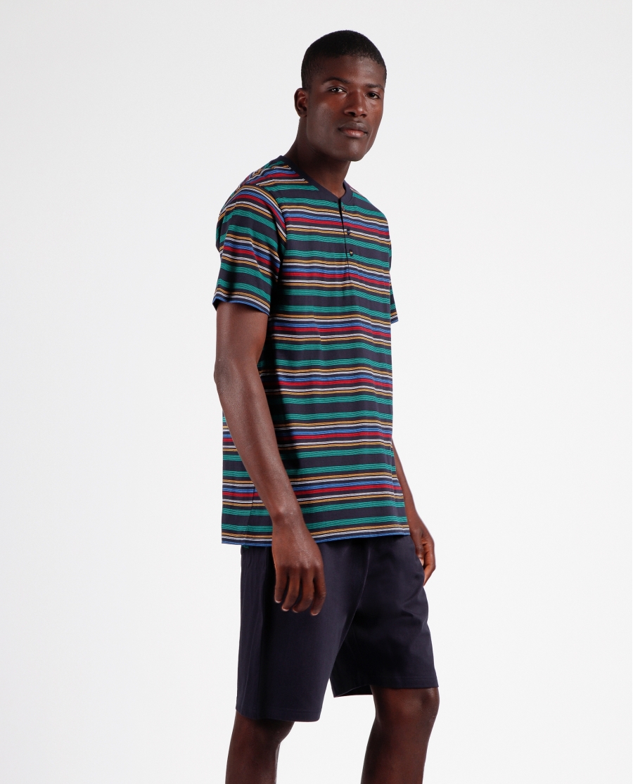 DIVER Pijama Manga Corta Rayas Never Stop Rolling para Hombre MARINO DIVER Pijama Manga Corta Rayas Never Stop Rolling para Hombre MARINO