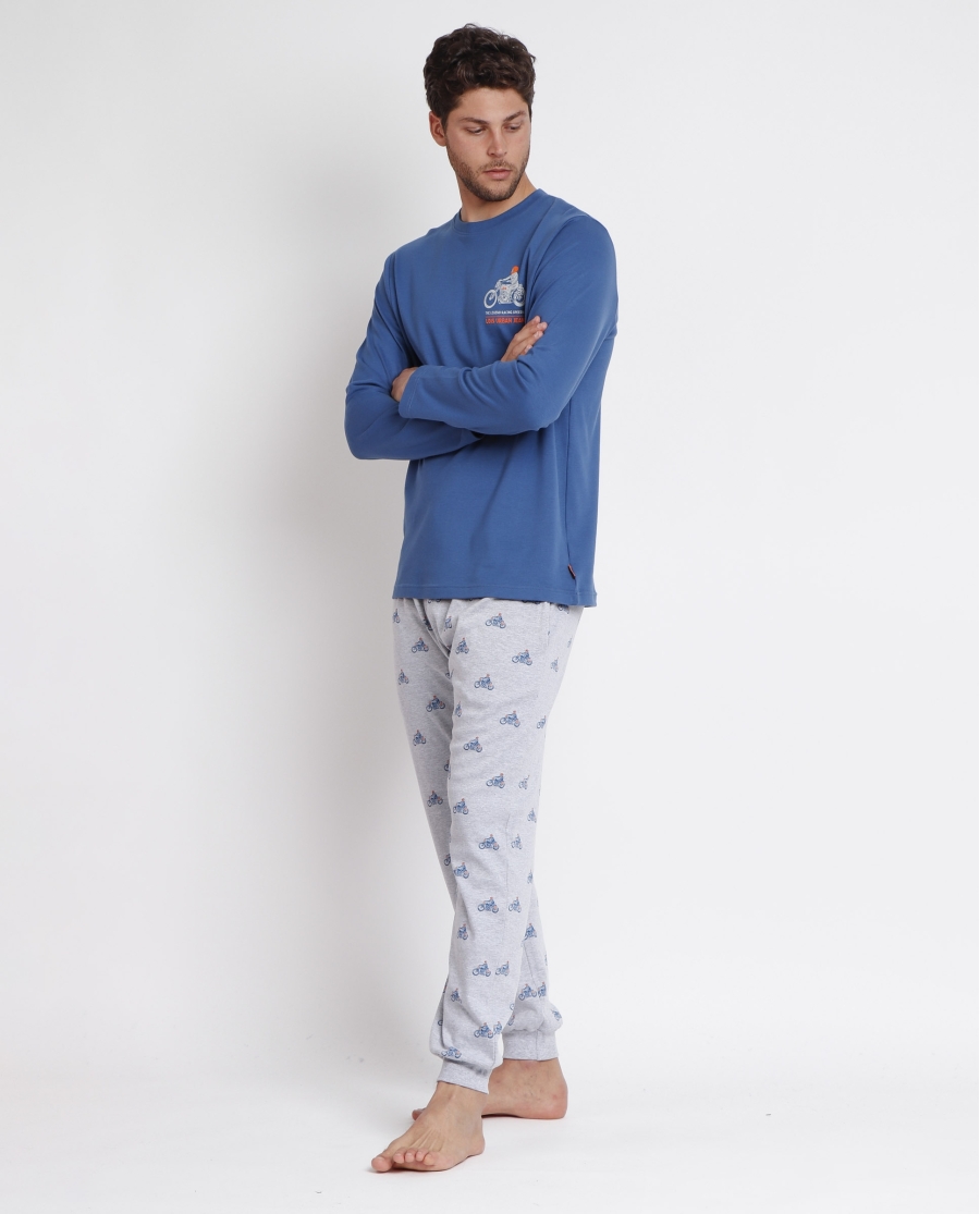 LOIS Pijama Manga Larga Urban Motor para Hombre AZUL
