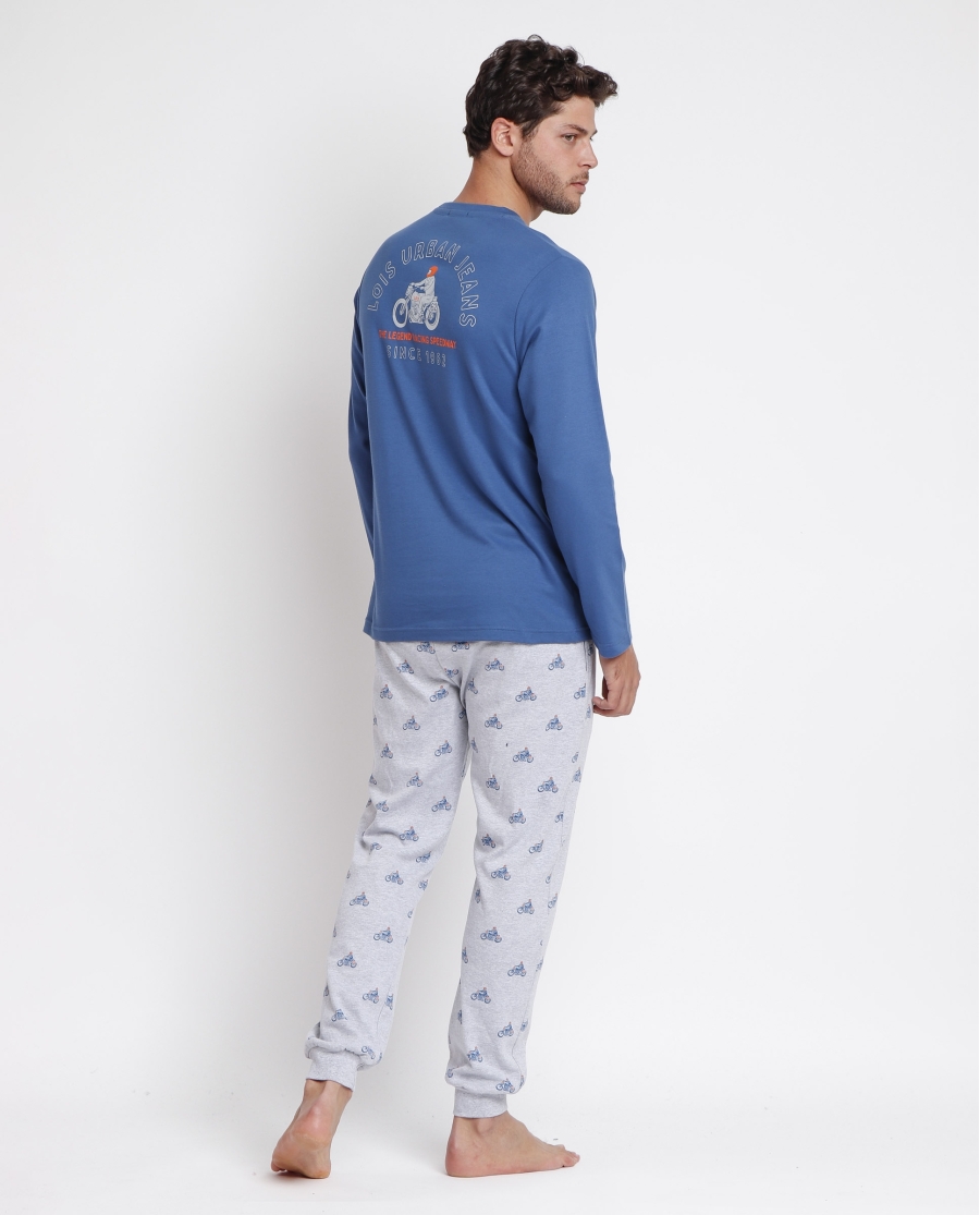 LOIS Pijama Manga Larga Urban Motor para Hombre AZUL
