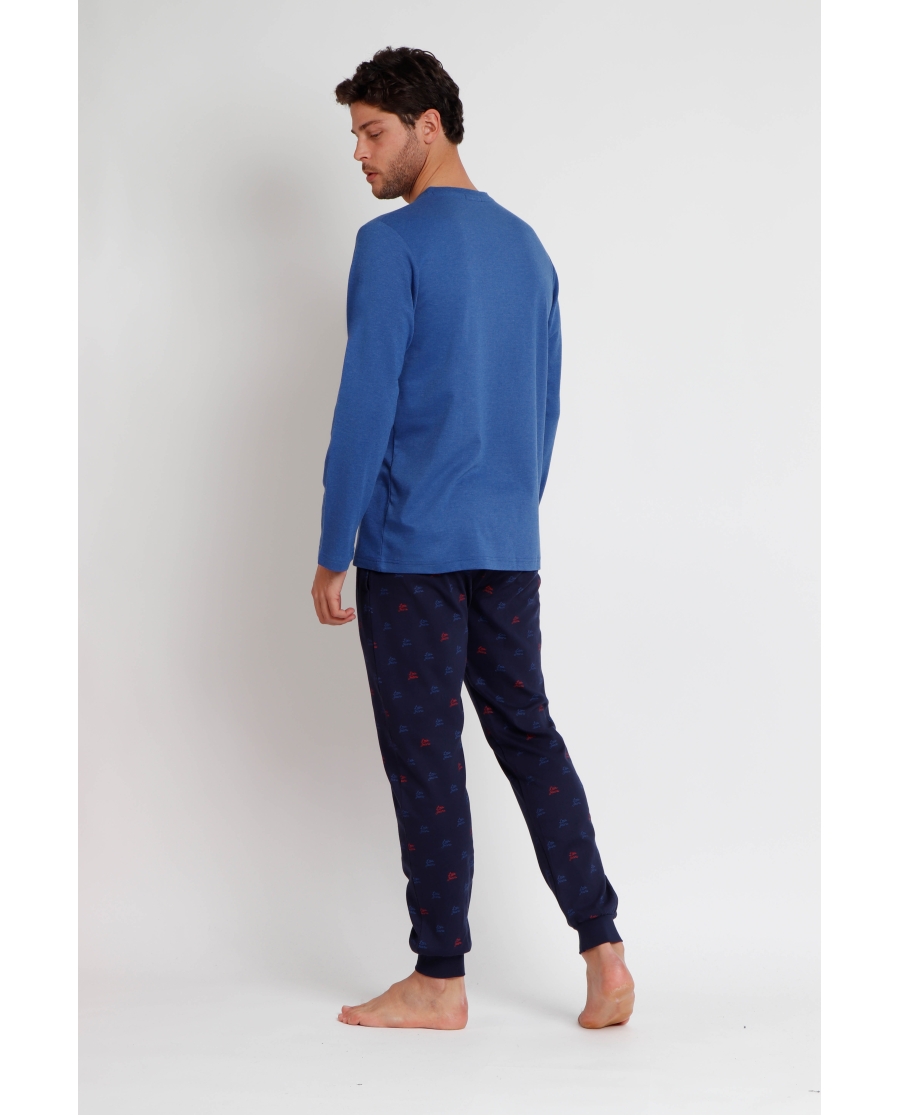 LOIS Pijama Manga Larga Intermittent para Hombre AZUL LOIS Pijama Manga Larga Intermittent para Hombre AZUL