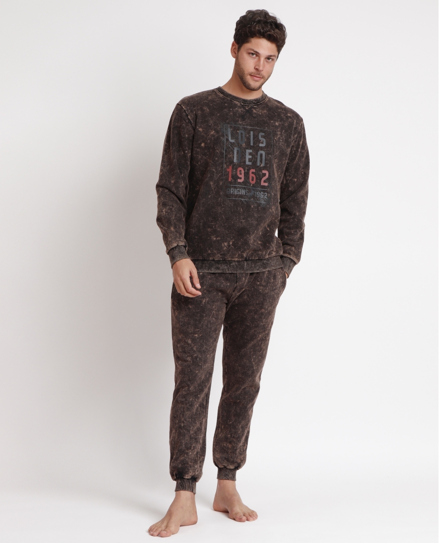 LOIS Pijama Manga Larga Felpa Oxido para Hombre HIERRO LOIS Pijama Manga Larga Felpa Oxido para Hombre HIERRO