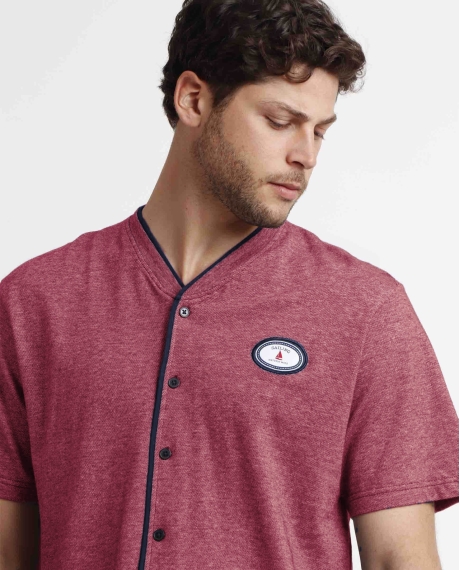 ANTONIO MIRO Pijama Abierto Manga Corta Sailing para Hombre BURDEOS 2