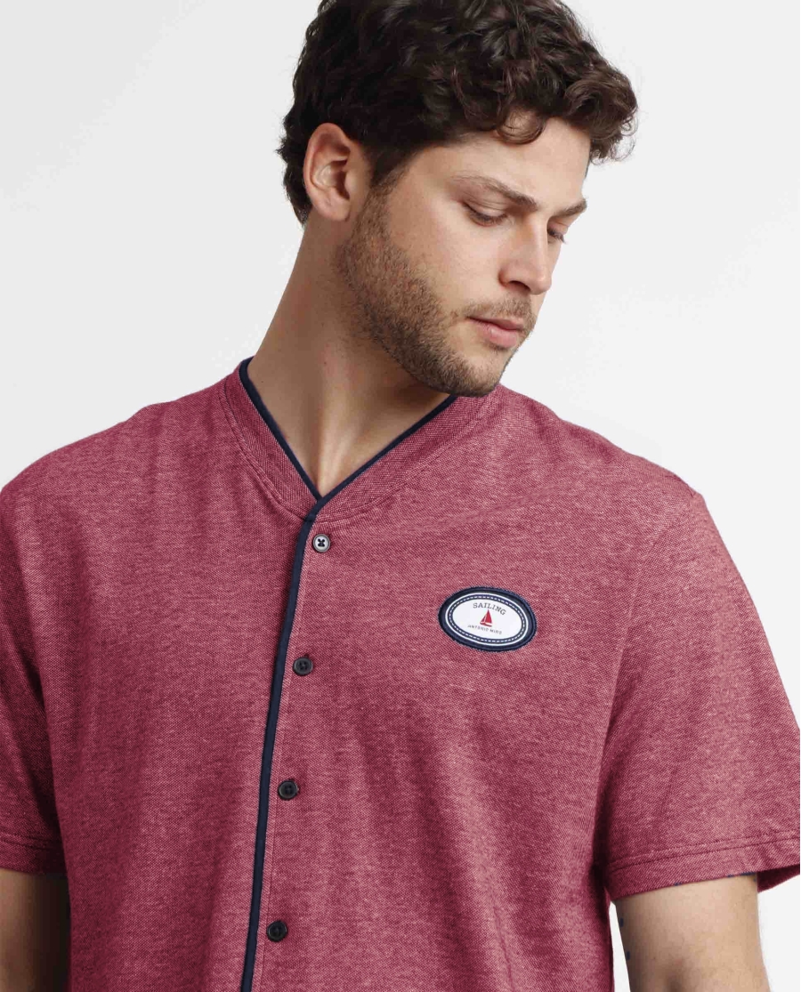 ANTONIO MIRO Pijama Abierto Manga Corta Sailing para Hombre BURDEOS