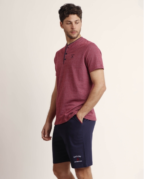ANTONIO MIRO Pijama Tapeta Manga Corta Sailing para Hombre BURDEOS 2