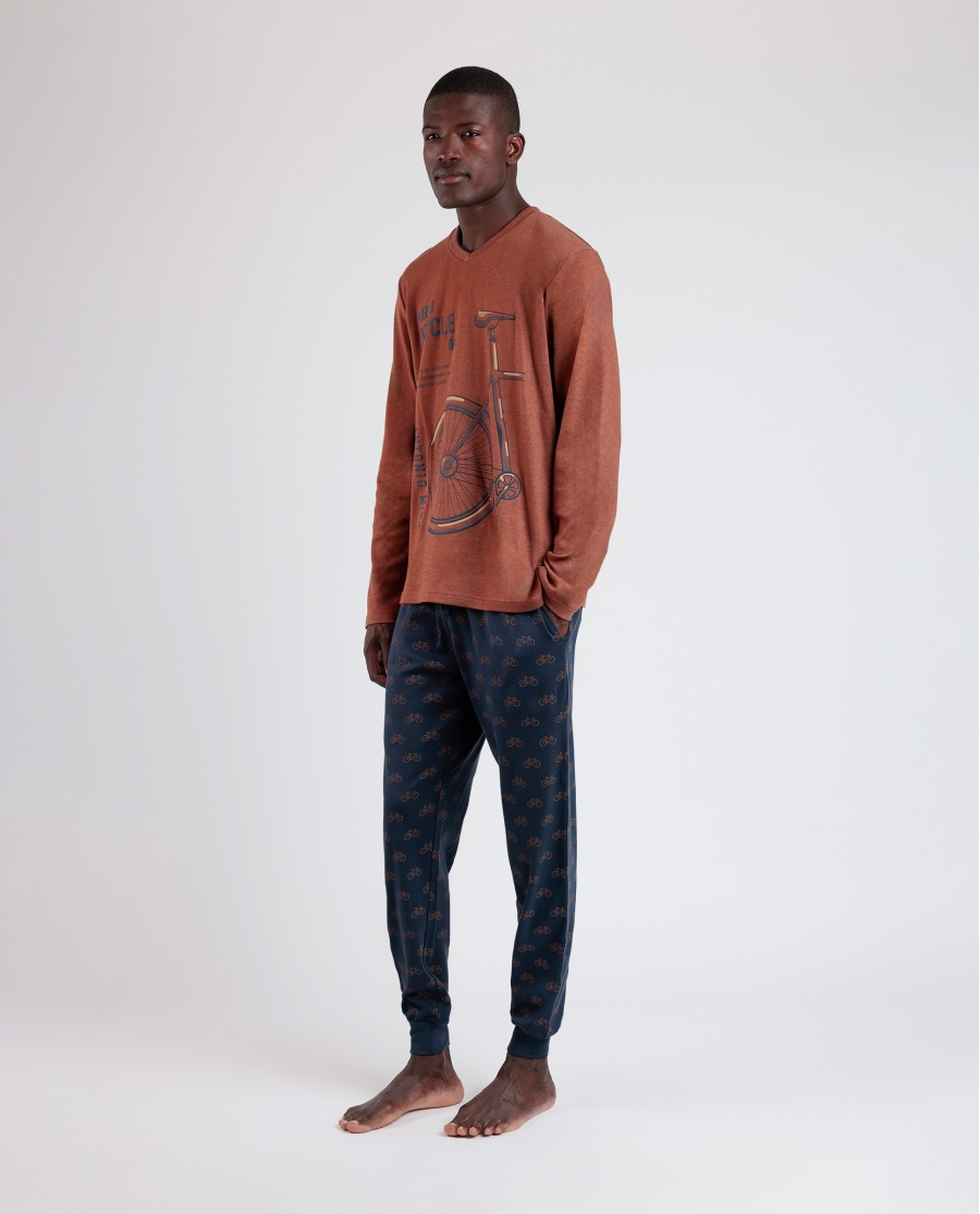 ANTONIO MIRO Pijama Manga Larga Bicycle Day para Hombre MARRON ANTONIO MIRO Pijama Manga Larga Bicycle Day para Hombre MARRON