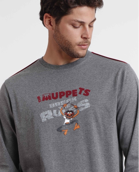 DISNEY Pijama Manga Larga Animal Break the Rules para Hombre GRIS JASPE 2