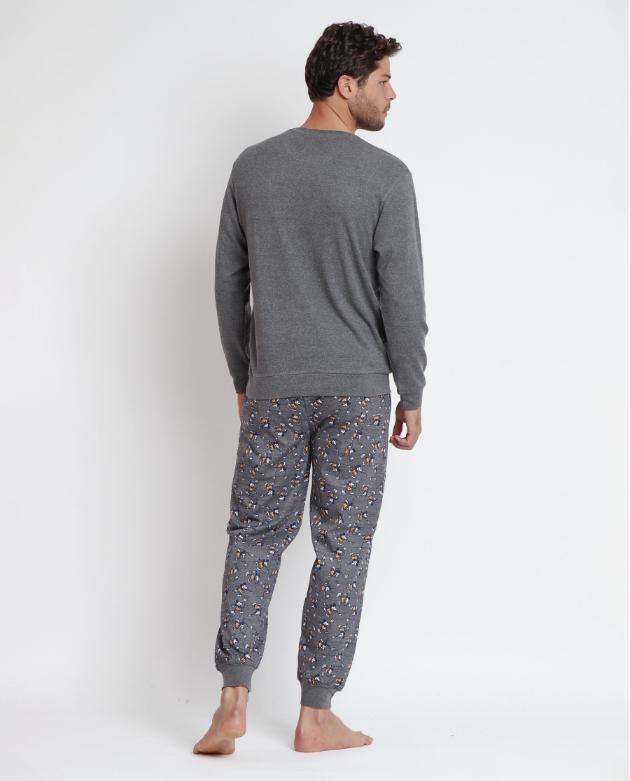 DISNEY Pijama Manga Larga Express Yourself para Hombre GRIS JASPE DISNEY Pijama Manga Larga Express Yourself para Hombre GRIS JASPE