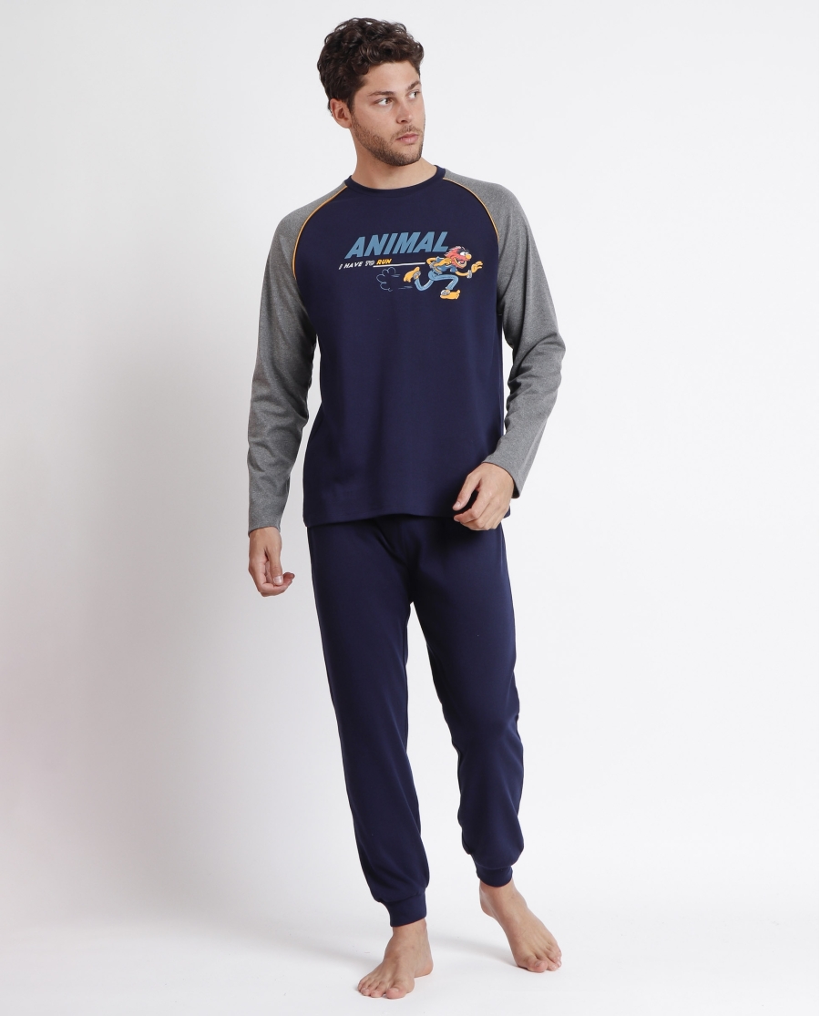 DISNEY Pijama Manga Larga Animal I Have to Run para Hombre MARINO DISNEY Pijama Manga Larga Animal I Have to Run para Hombre MARINO
