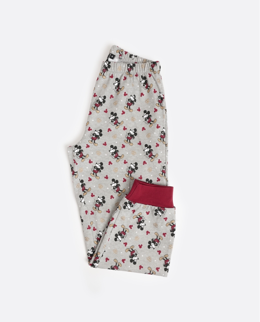 DISNEY Pijama Manga Larga King Mickey para Niño BURDEOS