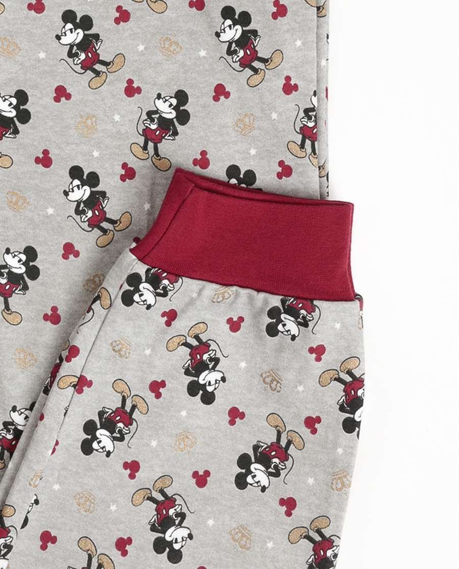 DISNEY Pijama Manga Larga King Mickey para Niño BURDEOS