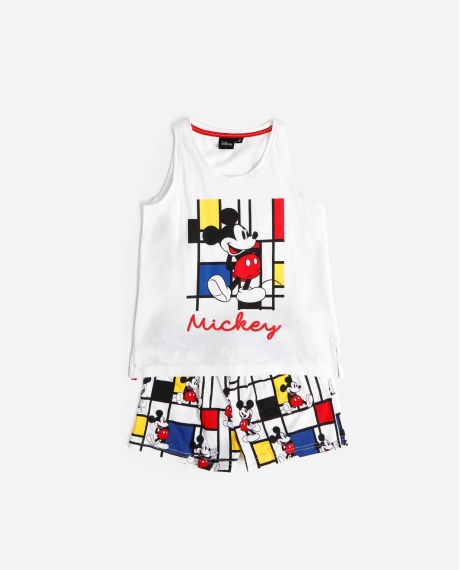 DISNEY Pijama Sin Mangas Mickey Mondrian para Niña BLANCO