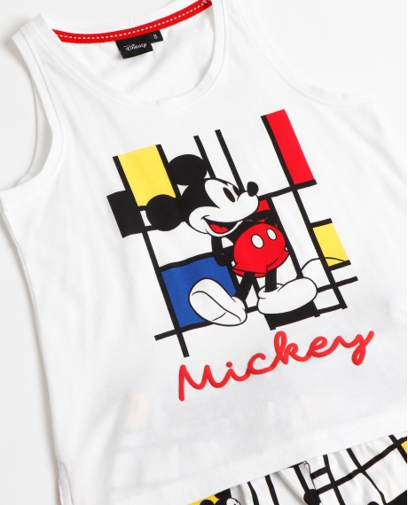 DISNEY Pijama Sin Mangas Mickey Mondrian para Niña BLANCO 2