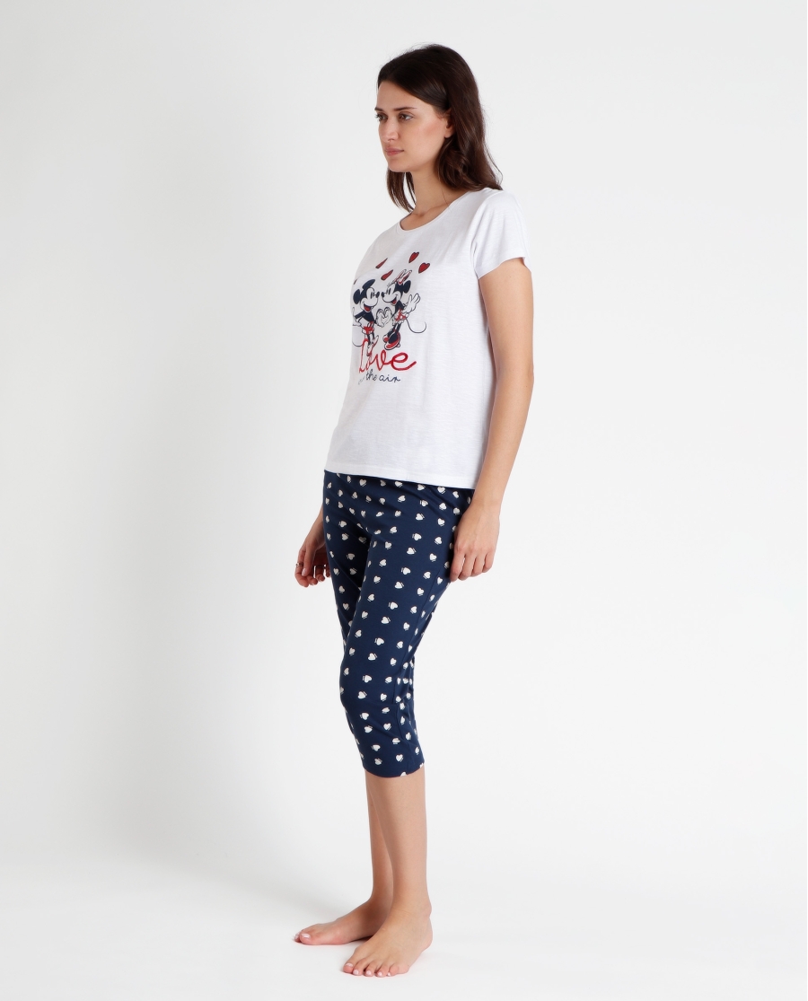 DISNEY Pijama Manga Corta Love is in the Air para Mujer BLANCO DISNEY Pijama Manga Corta Love is in the Air para Mujer BLANCO