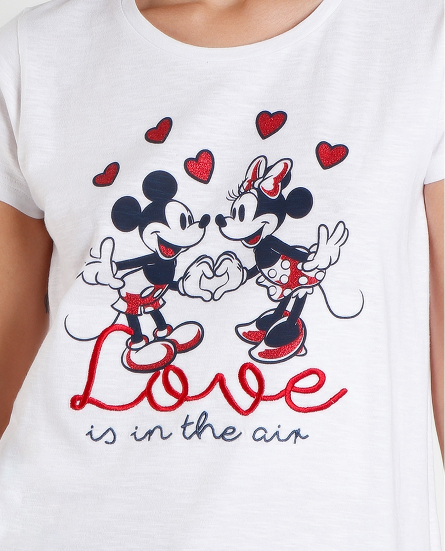 DISNEY Pijama Manga Corta Love is in the Air para Mujer BLANCO DISNEY Pijama Manga Corta Love is in the Air para Mujer BLANCO