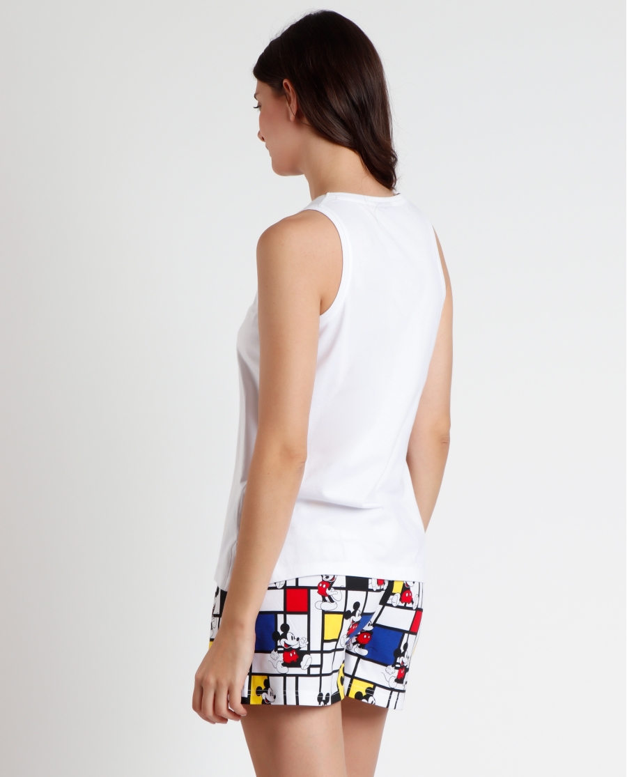 DISNEY Pijama Sin Mangas Mickey Mondrian para Mujer BLANCO DISNEY Pijama Sin Mangas Mickey Mondrian para Mujer BLANCO