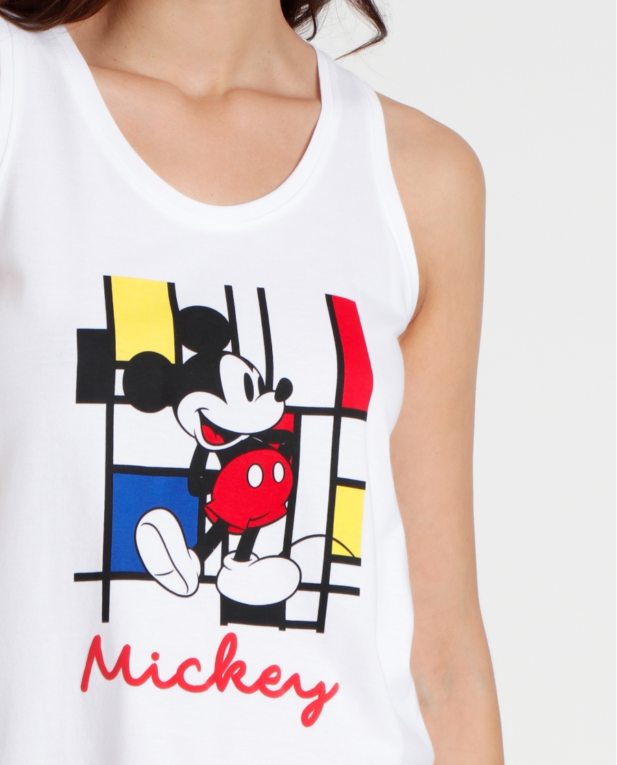 DISNEY Pijama Sin Mangas Mickey Mondrian para Mujer BLANCO DISNEY Pijama Sin Mangas Mickey Mondrian para Mujer BLANCO