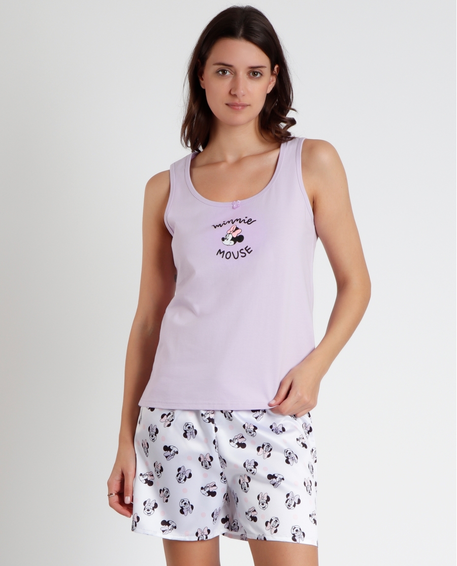 DISNEY Pijama Sin Mangas Soft Minnie para Mujer MALVA