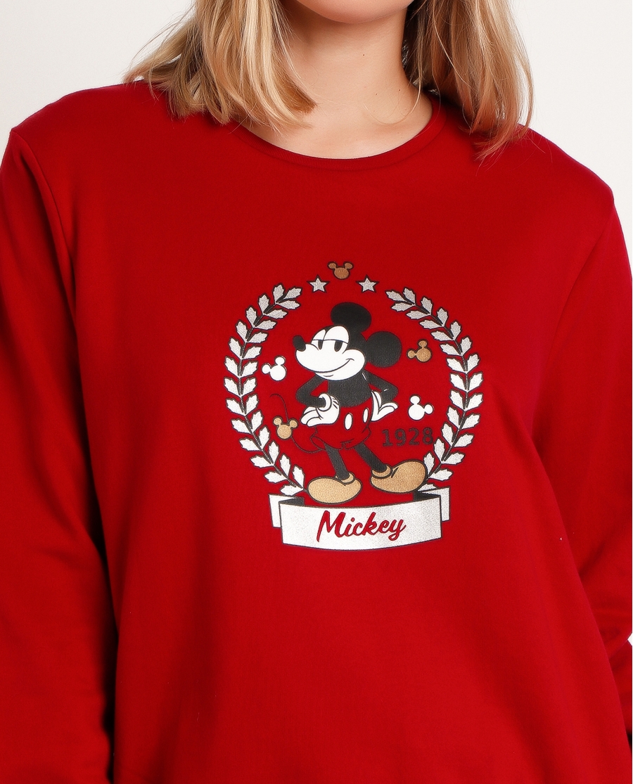 DISNEY Pijama Manga Larga King Mickey para Mujer BURDEOS
