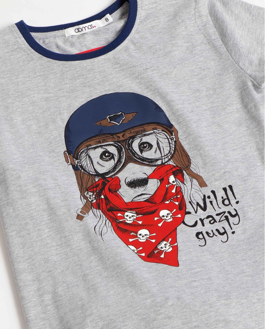 DIVER Pijama Manga Corta Wild Crazy Guy para Niño GRIS JASPE DIVER Pijama Manga Corta Wild Crazy Guy para Niño GRIS JASPE