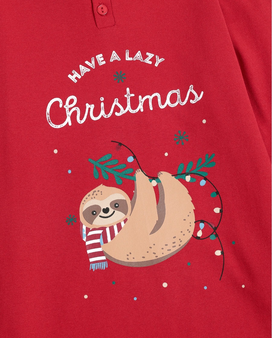 ADMAS Pijama Manga Larga Have a Lazy Christmas para Niño ROJO