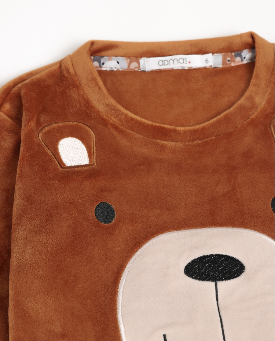 ADMAS Pijama Manga Larga Velvet Bear Family para Niña MARRON ADMAS Pijama Manga Larga Velvet Bear Family para Niña MARRON