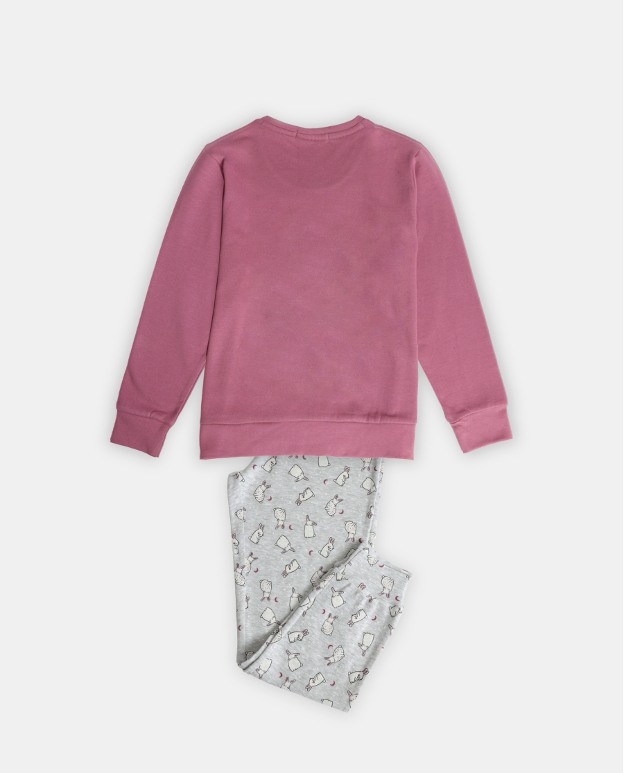 ADMAS Pijama Manga Larga Bunnies On The Moon para Niña ANCIENT PINK