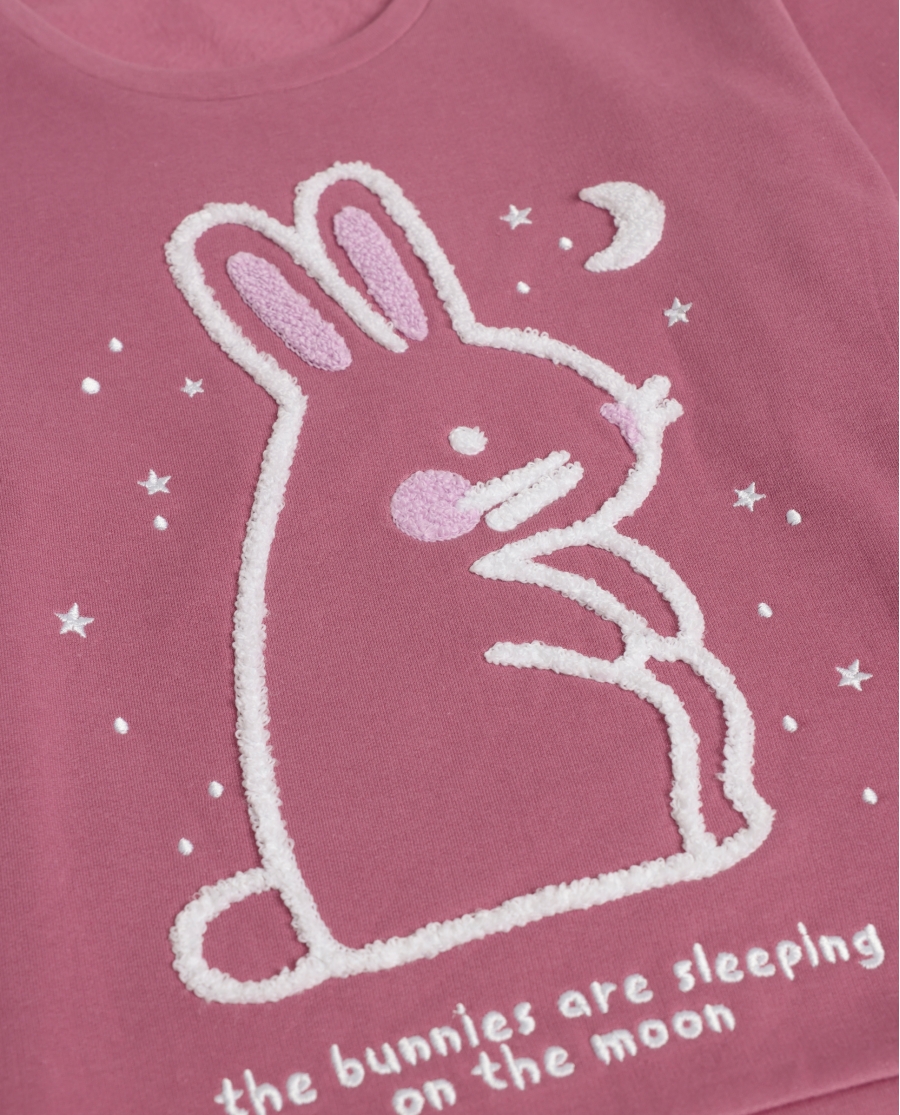 ADMAS Pijama Manga Larga Bunnies On The Moon para Niña ANCIENT PINK