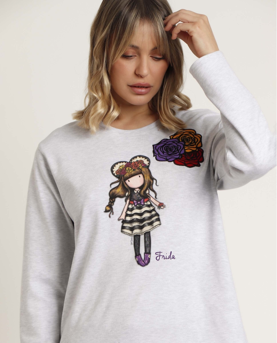 SANTORO GORJUSS Pijama Manga Larga Frida para Mujer GRIS JASPE SANTORO GORJUSS Pijama Manga Larga Frida para Mujer GRIS JASPE