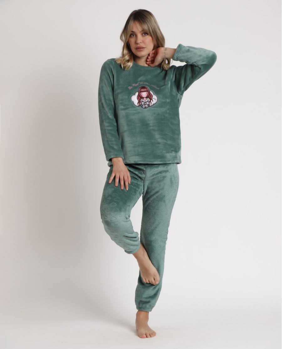 SANTORO GORJUSS Pijama Manga Larga Calentito Be Kind To The Planet para Mujer VERDE HOJA SANTORO GORJUSS Pijama Manga Larga Calentito Be Kind To The Planet para Mujer VERDE HOJA