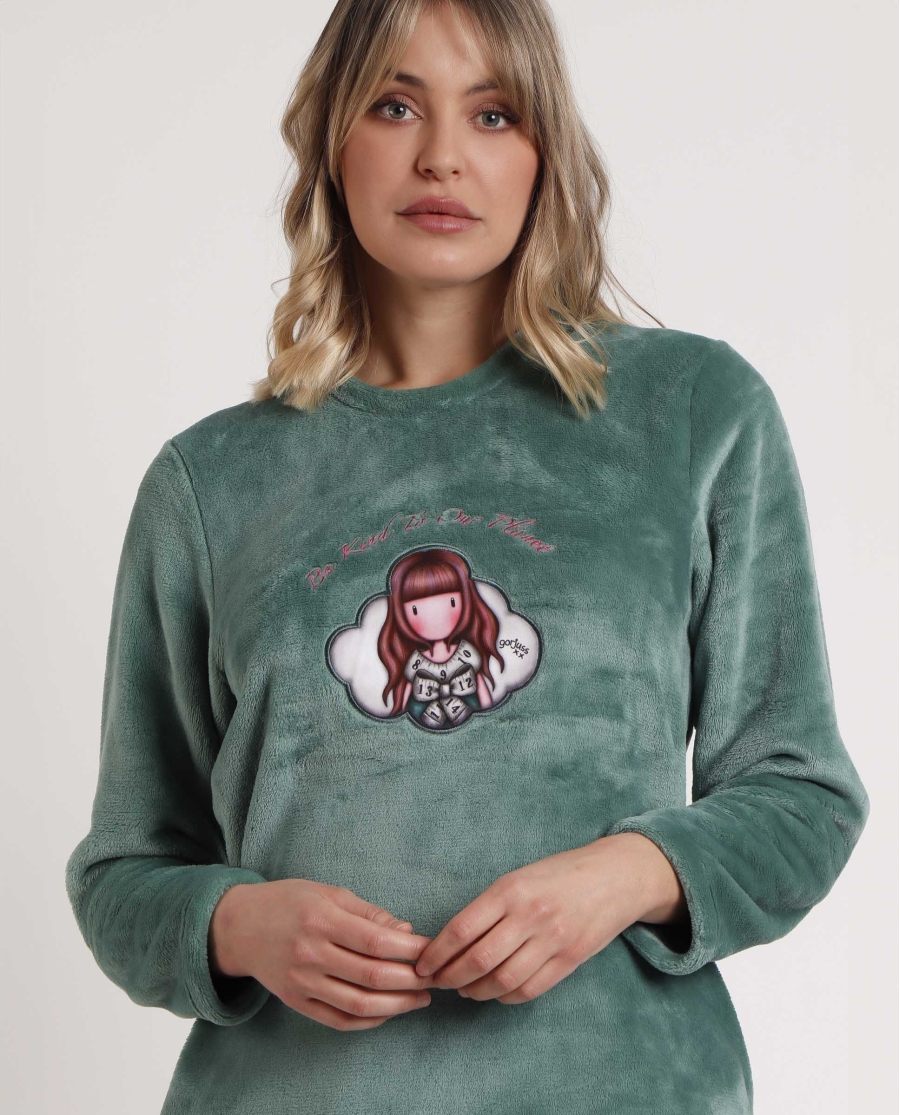 SANTORO GORJUSS Pijama Manga Larga Calentito Be Kind To The Planet para Mujer VERDE HOJA SANTORO GORJUSS Pijama Manga Larga Calentito Be Kind To The Planet para Mujer VERDE HOJA