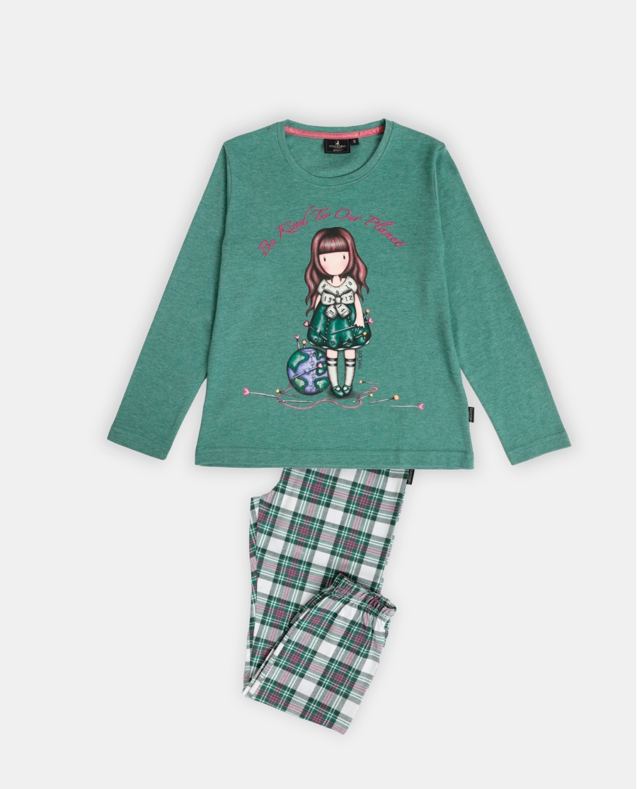 SANTORO GORJUSS Pijama Manga Larga Be Kind To The Planet para Niña VERDE HOJA SANTORO GORJUSS Pijama Manga Larga Be Kind To The Planet para Niña VERDE HOJA