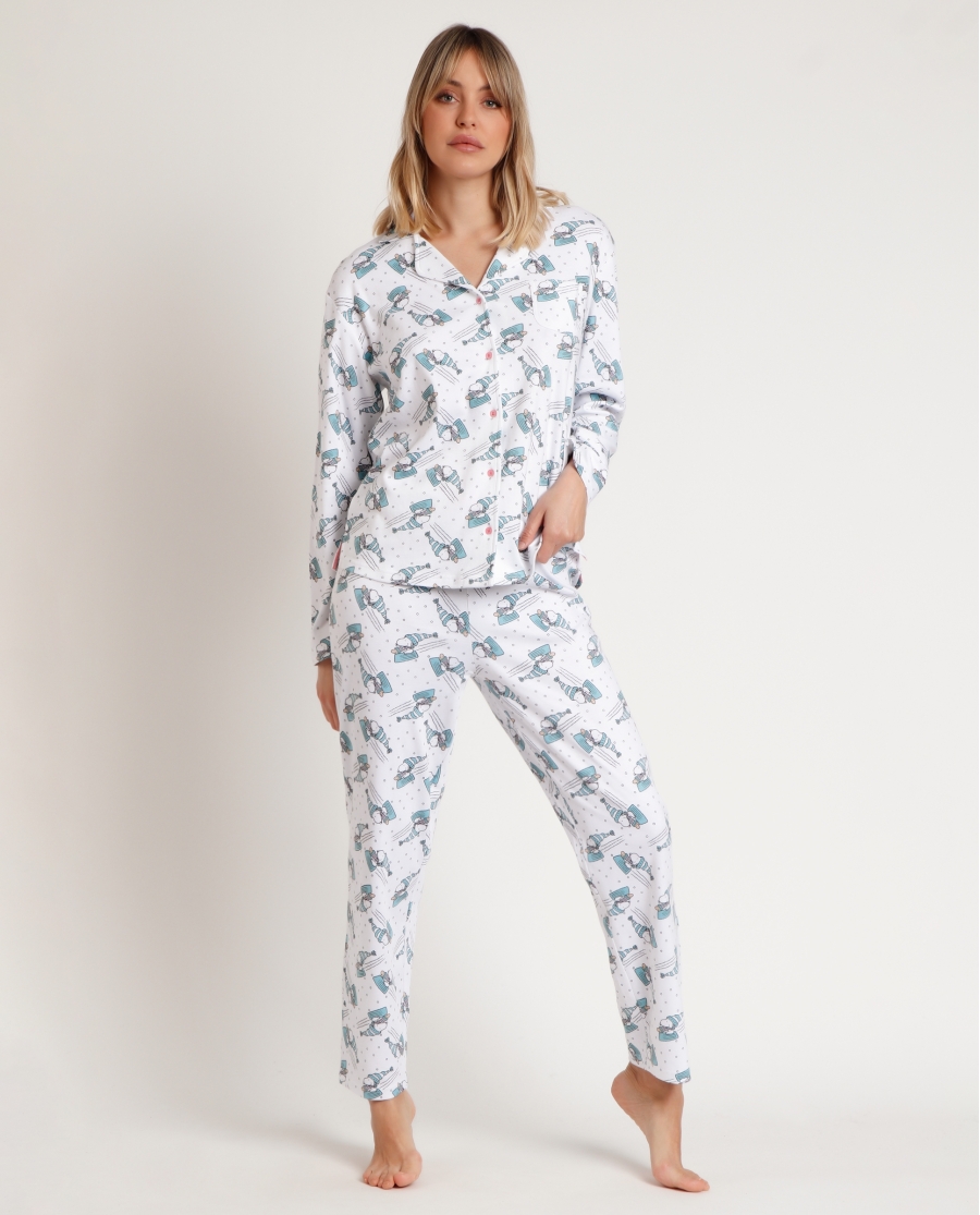 PEANUTS Pijama Abierto Manga Larga Let It Snow para Mujer BLANCO PEANUTS Pijama Abierto Manga Larga Let It Snow para Mujer BLANCO