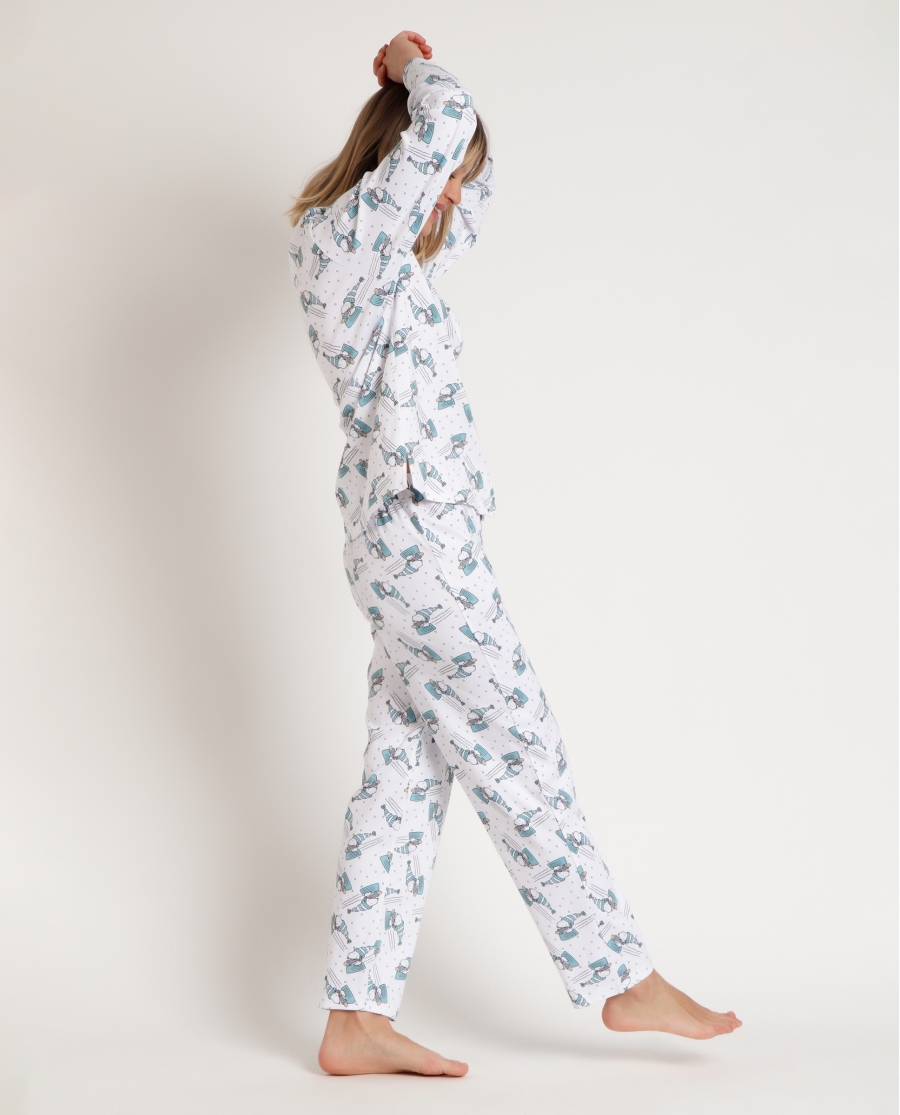 PEANUTS Pijama Abierto Manga Larga Let It Snow para Mujer BLANCO PEANUTS Pijama Abierto Manga Larga Let It Snow para Mujer BLANCO