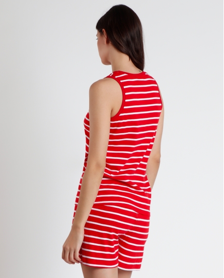 PEANUTS Pijama Sin Mangas Snoopy Navy para Mujer ROJO 2