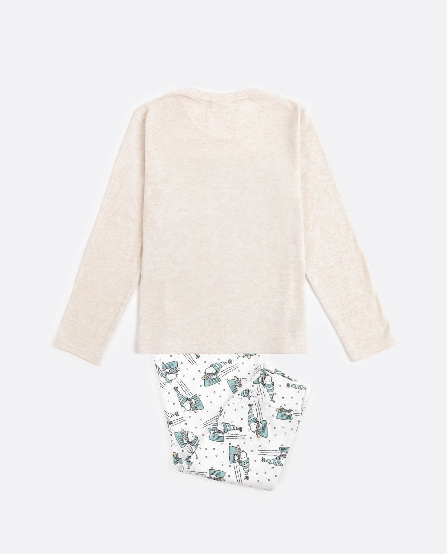 PEANUTS Pijama Manga Larga Let It Snow para Niña BEIGE