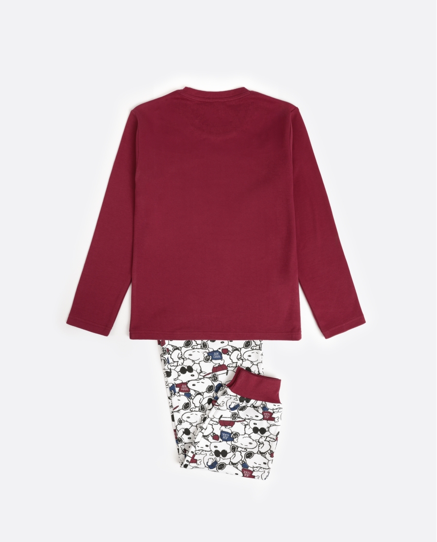PEANUTS Pijama Manga Larga Snoopy Cool para Niña BURDEOS
