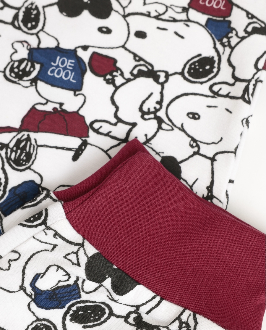 PEANUTS Pijama Manga Larga Snoopy Cool para Niña BURDEOS