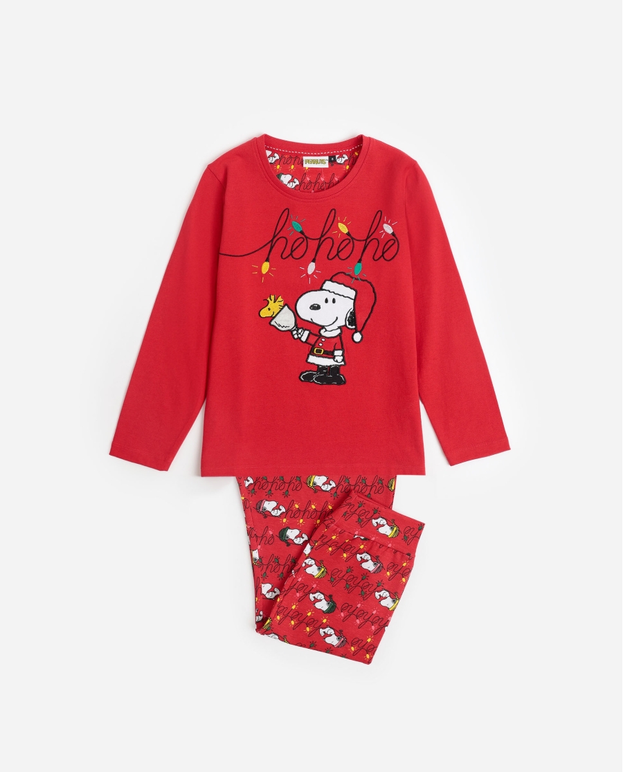 PEANUTS Pijama Manga Larga Ho Ho Ho para Niña ROJO PEANUTS Pijama Manga Larga Ho Ho Ho para Niña ROJO
